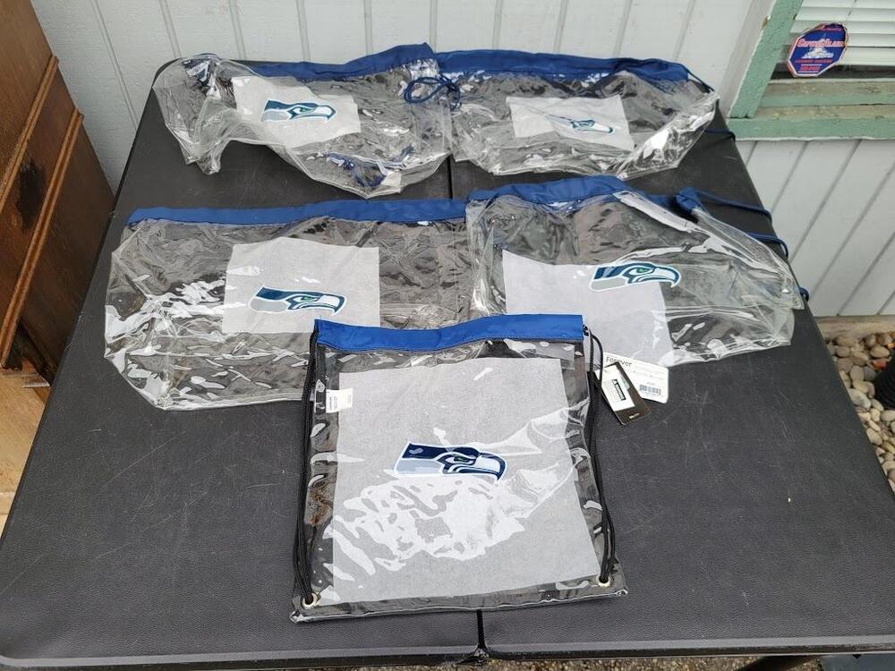 Seattle Seahawks Bag Set Clear NFL Football Tote Drawstring Forever Collectibles